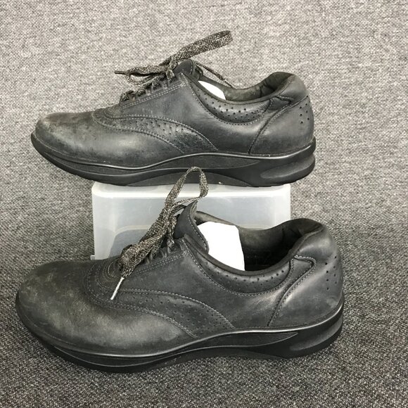 SAS Walk Easy Nero Black Leather Comfort Walking Shoes Sneakers Womens Size 12 - Picture 2 of 11